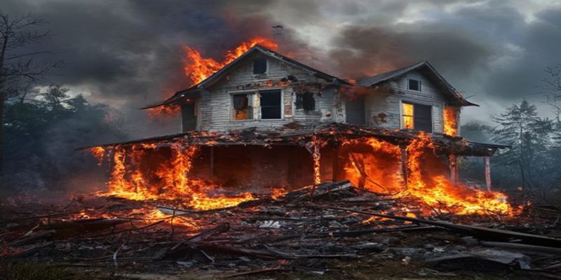 wildfire damaged home